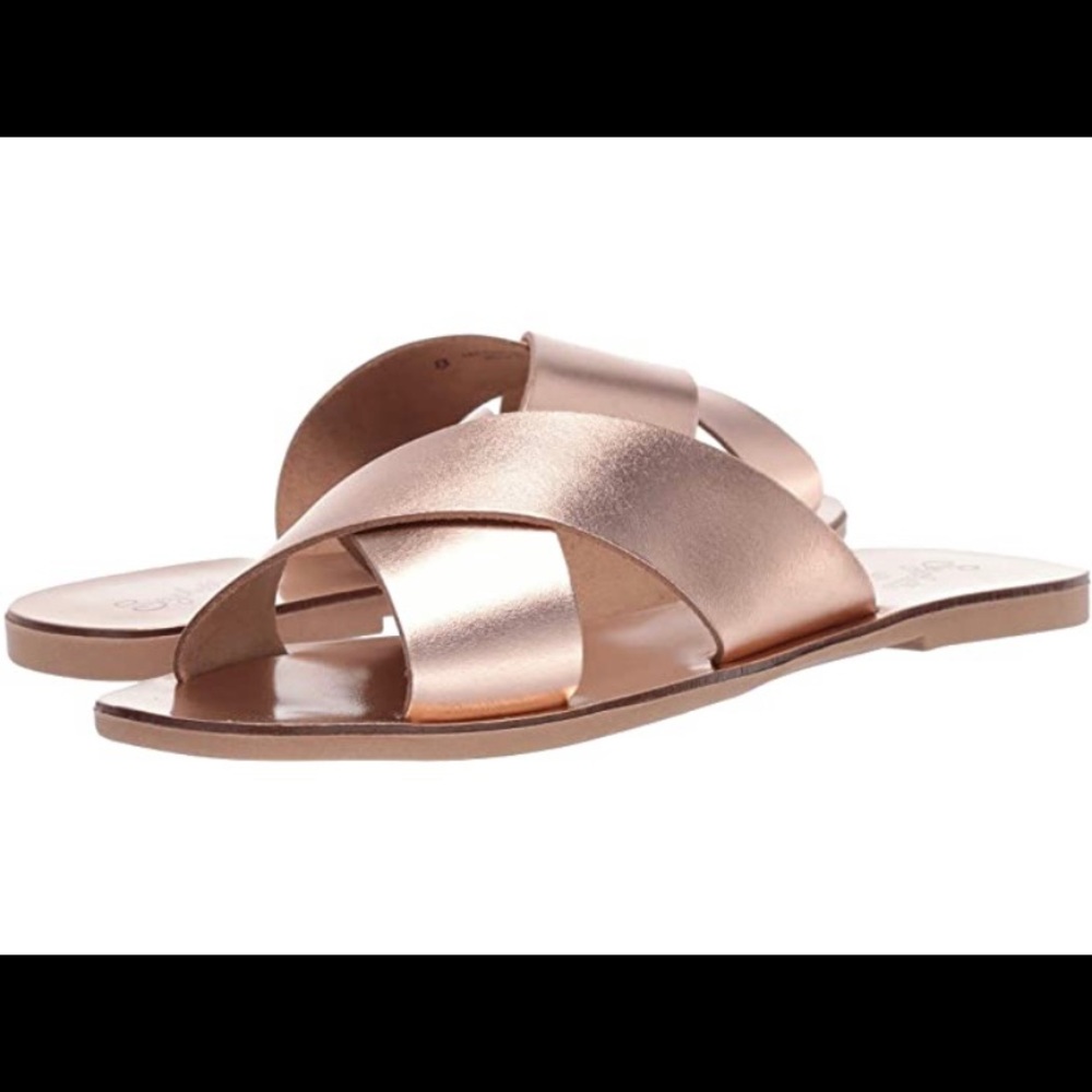 Rose Gold Metallic Criss Cross Sandals Size 8